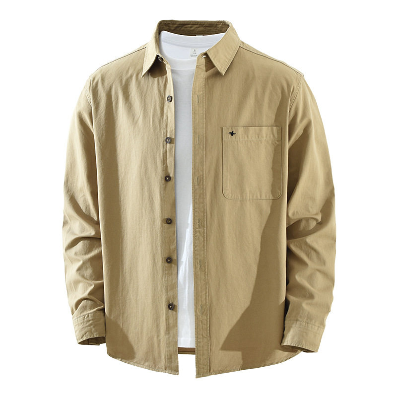 7952日系潮流刺绣长袖衬衫男士时尚百搭文艺休闲宽松上衣一件代发,淘宝优惠券,粉丝福利购,淘宝优惠卷