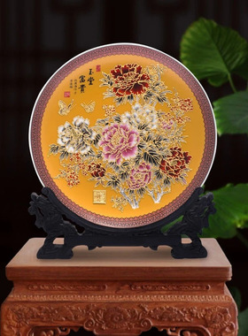 中国特色礼品送老外中国风北京特色礼品漆线雕盘10寸摆件工艺礼品