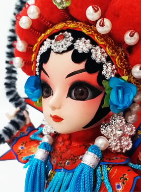 穆桂英绢人京剧人物摆件戏曲娃娃北京纪念品中国风特色礼物送老外