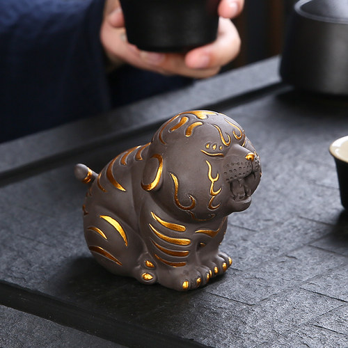 生肖虎紫砂茶宠摆件精品可养手工茶玩茶桌茶台茶盘装饰品茶具配件 - 图1