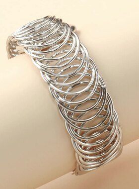 欧美饰品 街拍潮流金属弹簧手镯钢丝可拉伸手环通用送礼