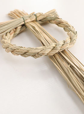 日式草环 花环花圈注连绳日本新年和风装饰用品手工DIY端武草编绳