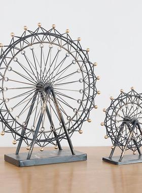 铁艺摩天轮摆件旋转发光家居装饰品客厅电视柜咖啡厅摆设摄影道具