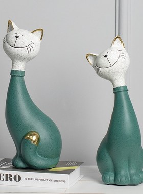 柏梵现代轻奢树脂猫摆件高档客厅酒柜动物摆件家居饰品乔迁装饰品