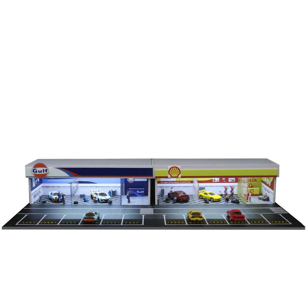 汇艺1:64改装店拼装灯光版场景模型车模展示台收藏,淘宝优惠券,粉丝福利购,淘宝优惠卷