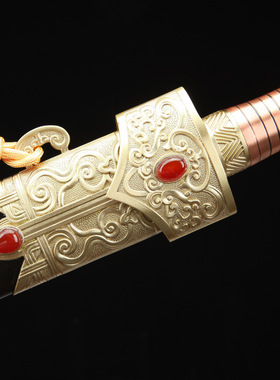 龙泉市刀剑花纹钢一体宝剑手工