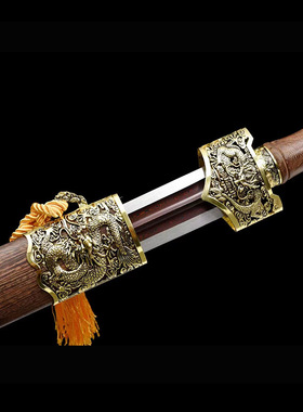 越王剑花纹钢发红瓦面汉剑一体