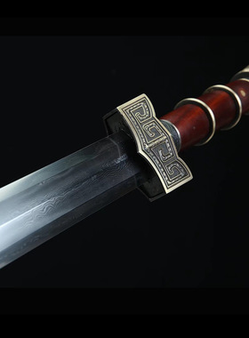 秦剑八面汉剑花纹钢一体长款防身