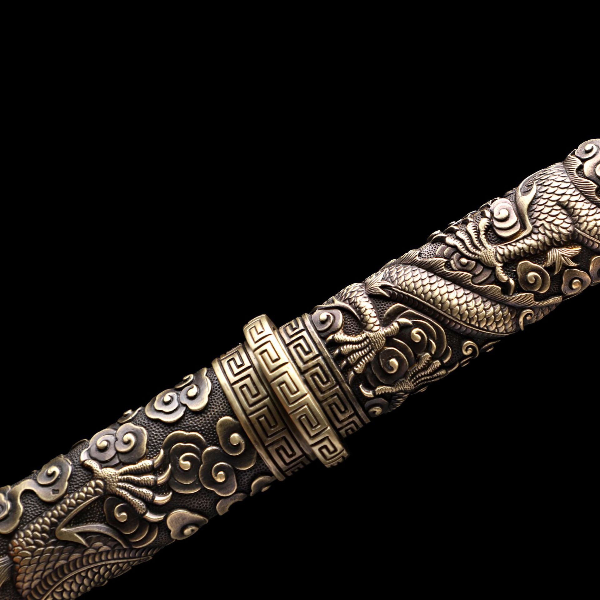 龙泉市刀剑百炼钢包铜精雕八面剑一体短剑影视兵器唐剑外贸未开刃 - 图3