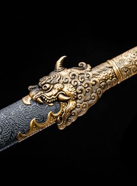 龙泉市宝剑高锰钢一体烤金唐横刀