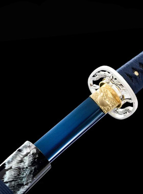侍城手工刀剑武士刃居合道具蓝羽