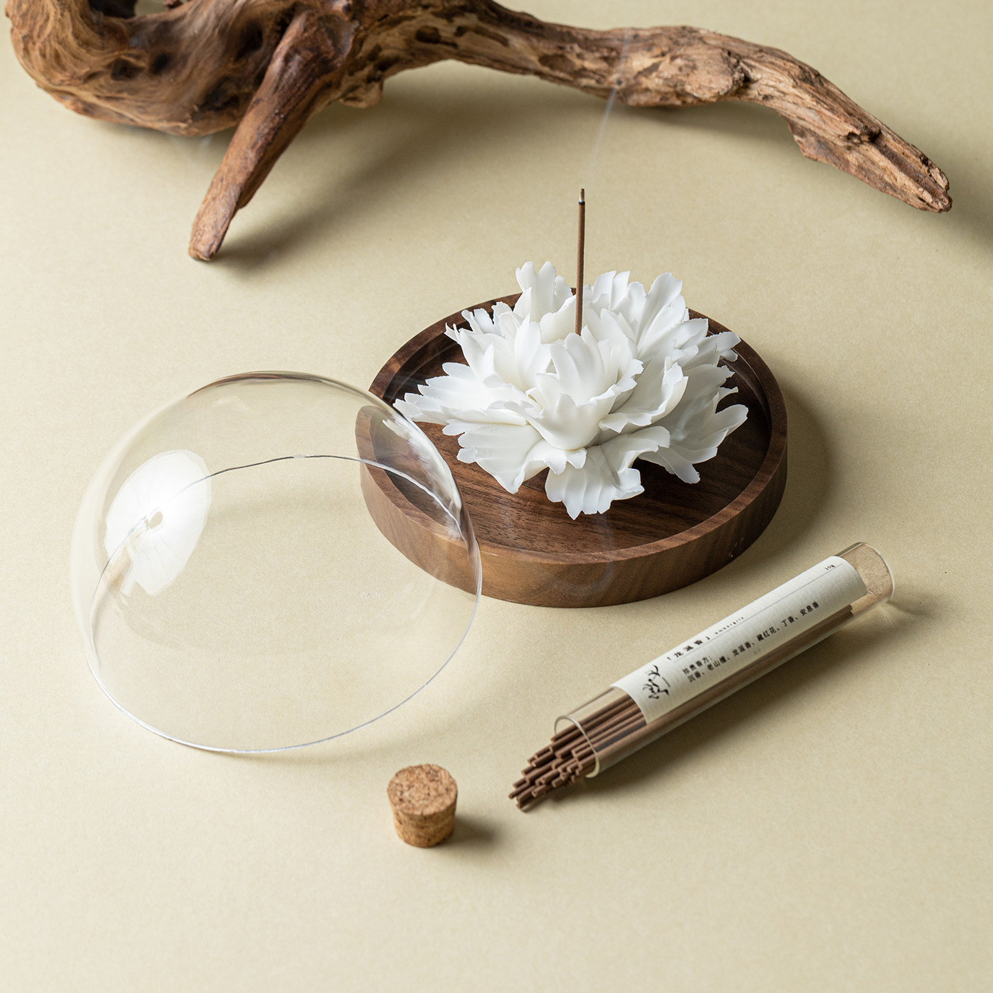 玉瓷牡丹非遗手捏瓷花线香插香托底座创意摆件陶瓷小众礼物侘寂风,淘宝优惠券,粉丝福利购,淘宝优惠卷