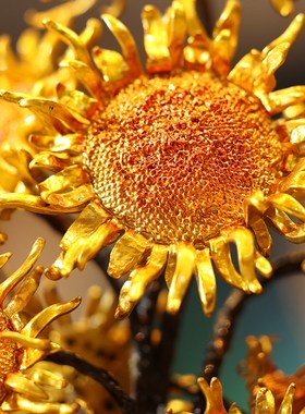 朱炳仁铜 燃烧的向日葵文创版家居玄关装饰电视柜桌面艺术摆件