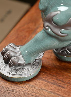 创意招财大小号貔貅摆件陶瓷哥窑皮丘家居客厅玄关办公茶桌装饰品