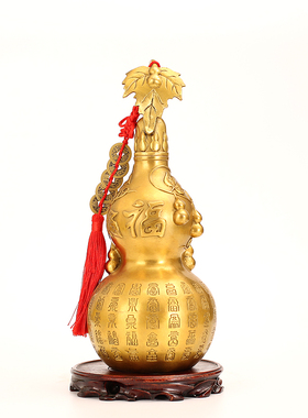 纯铜百福葫芦开盖开口空心卧室客厅玄关酒柜电视柜摆件装饰工艺品