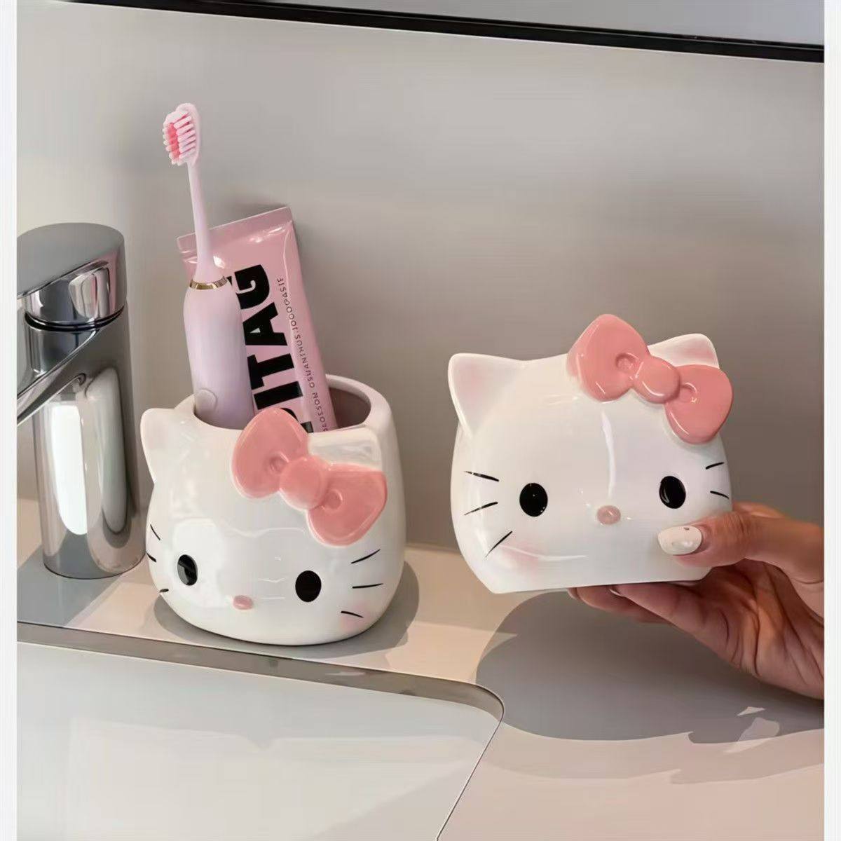 KT猫化妆刷收纳筒创意学生收纳盒牙刷罐子桌上宿舍办公高颜值笔筒,淘宝优惠券,粉丝福利购,淘宝优惠卷