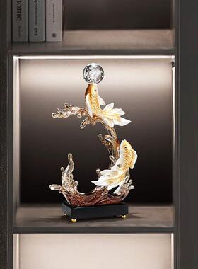 新中式锦鲤鱼摆件玄关电视柜年年有余如鱼得水树脂工艺装饰品礼物