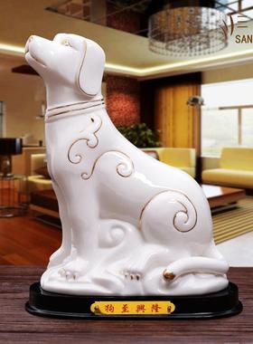 红色陶瓷十二生肖小狗摆件瓷器狗招财狗旺财镇宅客厅工艺品风水