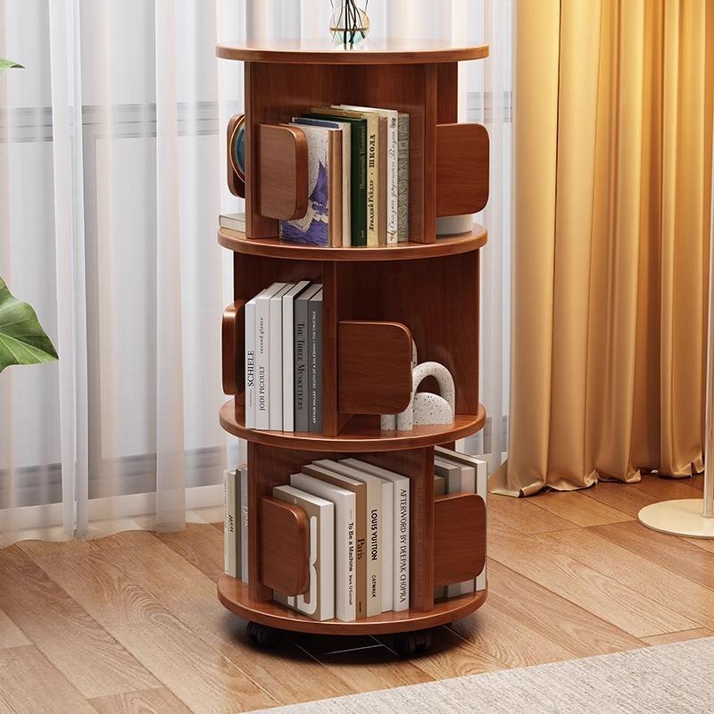实木可旋转移动书架落地置物架家用简约走廊过道不占地方的书架子 - 图0