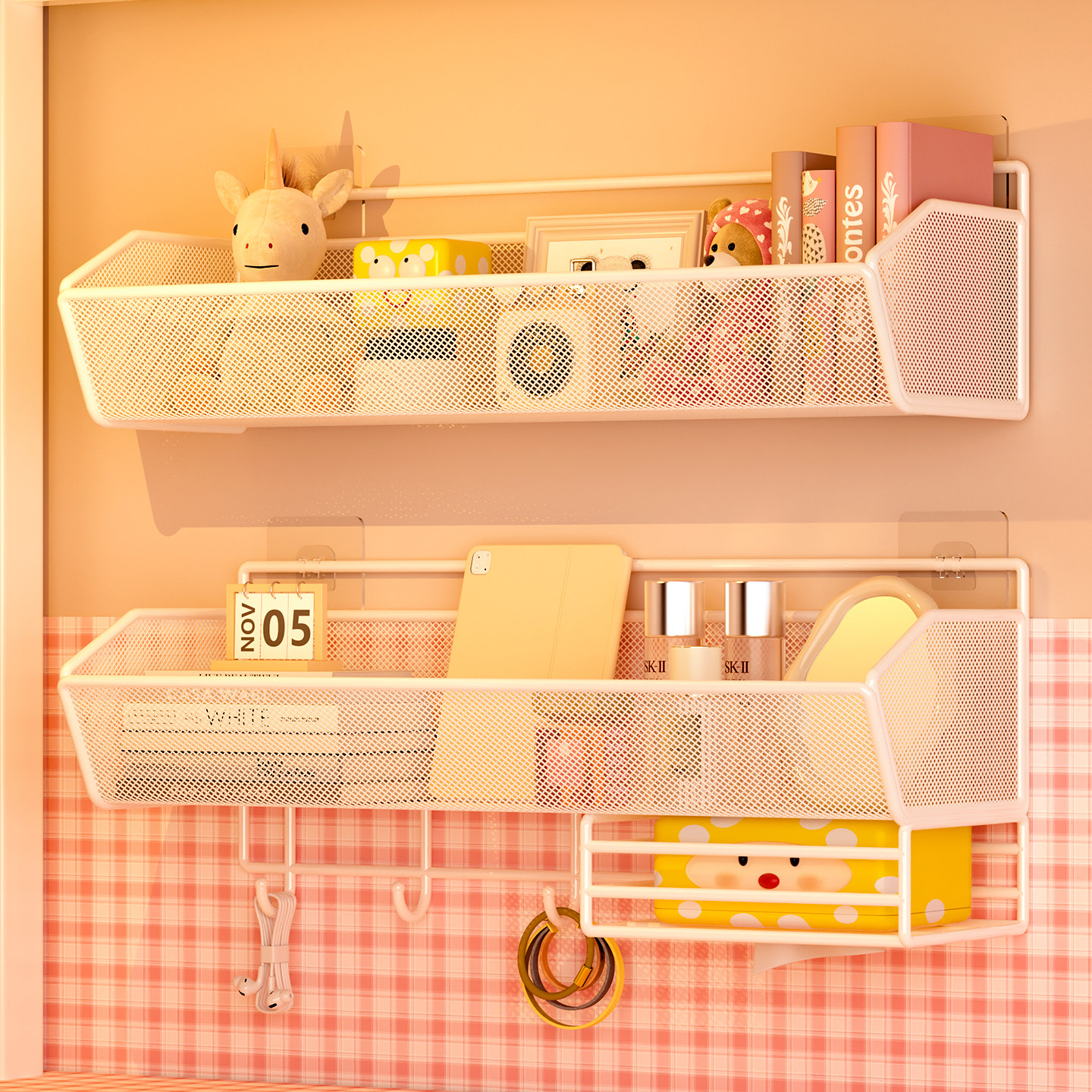 免打孔墙上置物架大学生宿舍好物寝室床上床头挂篮放纸巾收纳神器,淘宝优惠券,粉丝福利购,淘宝优惠卷