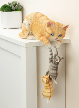 慧心巧聚母子猫摆设客厅高端摆件玄关卧室桌面酒柜书柜创意装饰品