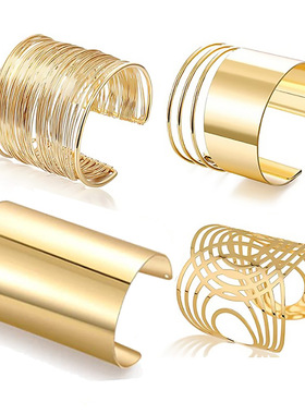 工厂直销 跨境新款手饰套装欧美时尚夸张金属手镯花纹镂空手环