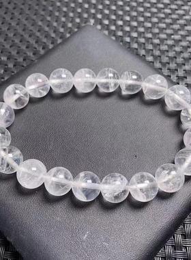 天然白幽灵手链招财幽灵白色串珠散珠单圈白水晶珠子手串男女饰品