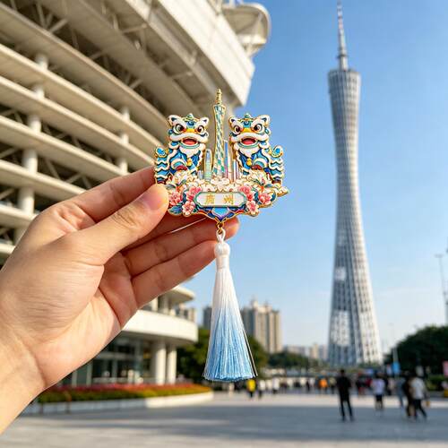 广州文创广州塔醒狮金属磁吸冰箱贴城市旅游景点纪念品国潮纪念贴 - 图1