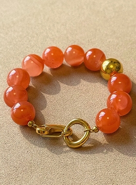 天然南红玛瑙手串樱桃红色玛瑙