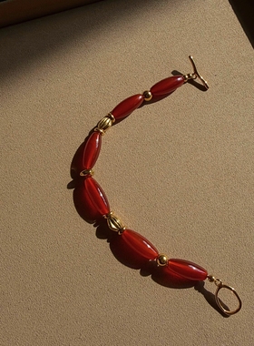 天然红玛瑙手串本命年手链礼物