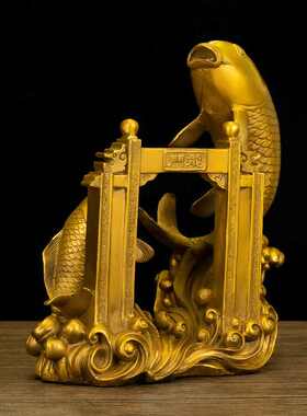 纯铜招财鱼跃龙门办公室年年有余客厅工艺礼品旺步步高升摆件宅鲤