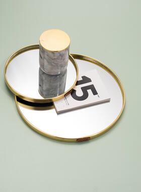 小西嘉斯堪的纳维亚风格无障碍豪华金镜托盘家庭珠宝托盘存储托盘