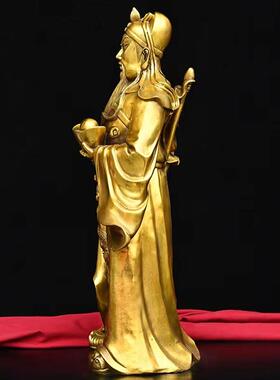 铜关公摆件纯铜托宝关公关二爷佛像供养神像公司开业大号武财神爷