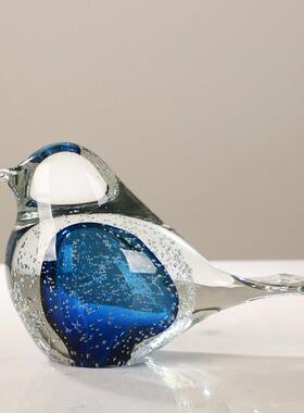 创意现代轻奢艺术玻璃鸟艺术动物摆件客厅玄关别墅酒店装饰品摆设