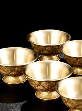 供水杯供佛杯纯铜八吉祥家用慧宝摆件圣净水杯尼泊尔上供供佛水杯