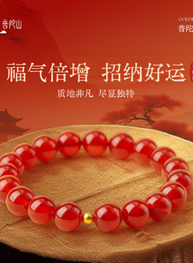 普陀山红玛瑙手串女士天然水晶