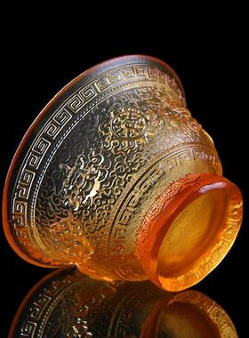 佛前八吉祥供水杯琉璃七彩圣水杯观音家用贡杯供碗供奉用品摆件