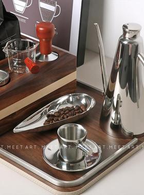 休闲现代无障碍豪华样板间咖啡主题厨房台面珠宝敲渣盒不锈钢壶软