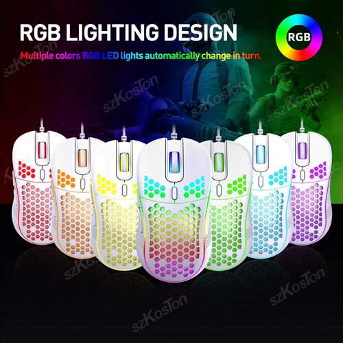 RGB Wired Gaming Mouse Ergonomic Design Mouses 6Levels Adju - 图3