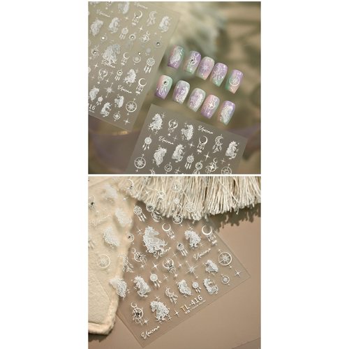 TENSOR梦幻独角兽美甲贴纸新年马年新款ins风少女心星月装饰贴纸 - 图2