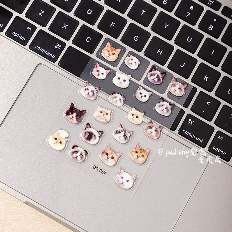 可爱卡通小狗猫咪美甲贴纸立体呆萌小动物手机滴胶指甲ins咕卡贴 - 图2