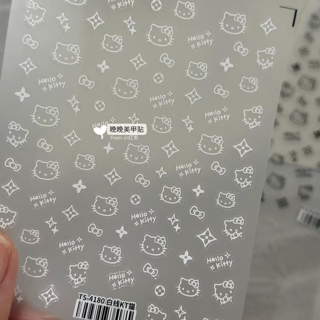 网红款KT可爱凯蒂猫咪美甲贴纸hellokitty薄韧diy平板电脑笔记本 - 图1