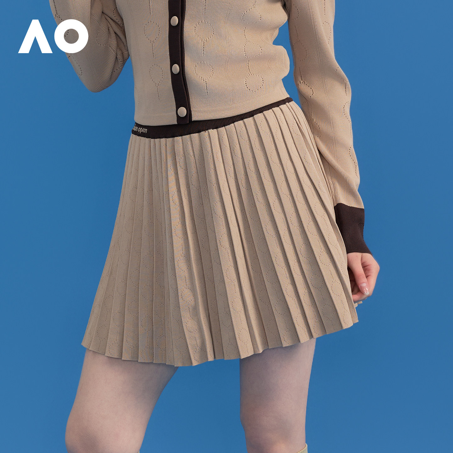 AO澳网运动半身裙撞色毛织半裙网球裙25秋季新品带打底裤防走光,淘宝优惠券,粉丝福利购,淘宝优惠卷