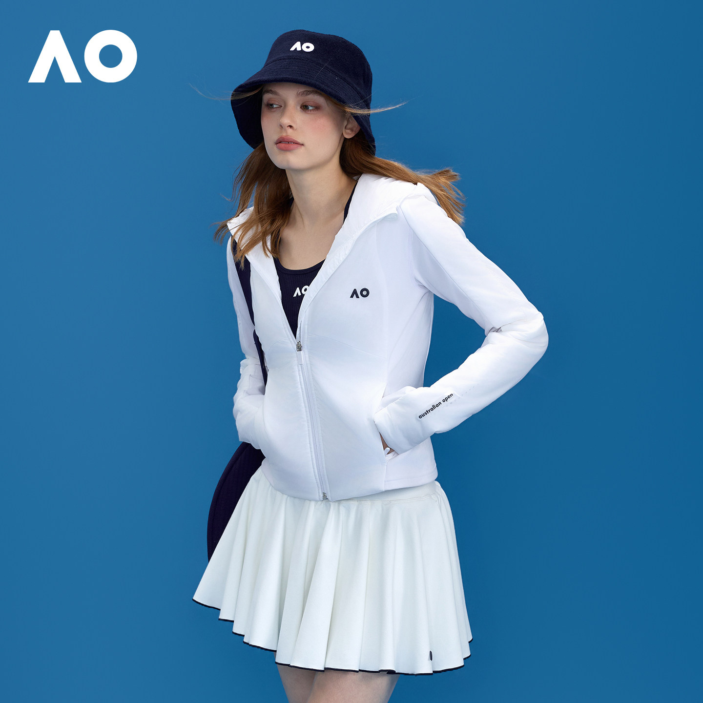 AO澳网25年秋冬新款拼接修身连帽中长款棉服休闲运动棉衣网球服女,淘宝优惠券,粉丝福利购,淘宝优惠卷