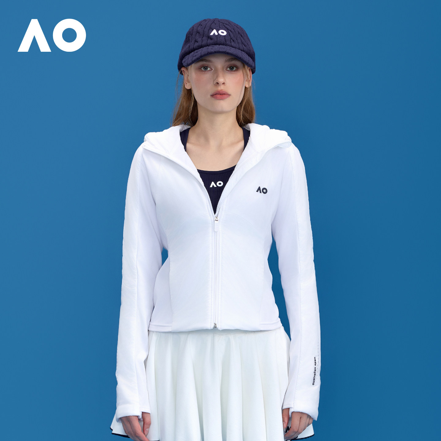 AO澳网25年秋冬新款拼接修身连帽中长款棉服休闲运动棉衣网球服女,淘宝优惠券,粉丝福利购,淘宝优惠卷