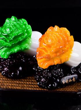 招财玉白菜摆件办公室客厅玄关酒柜家居防玉工艺装饰品开业礼品