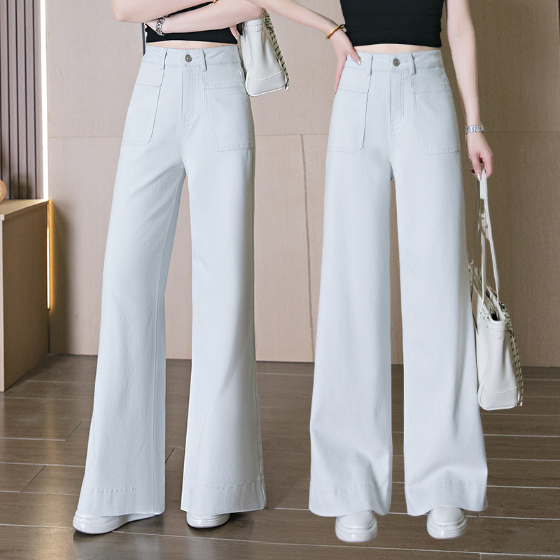 复古百搭蓝色简喇牛仔裤女2025春秋季新款垂感显瘦休闲高腰拖地裤,淘宝优惠券,粉丝福利购,淘宝优惠卷