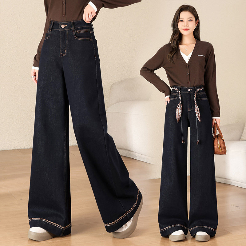 巨显瘦复古阔腿牛仔裤女2025新款秋冬高腰不贴腿小个子宽松喇叭裤,淘宝优惠券,粉丝福利购,淘宝优惠卷
