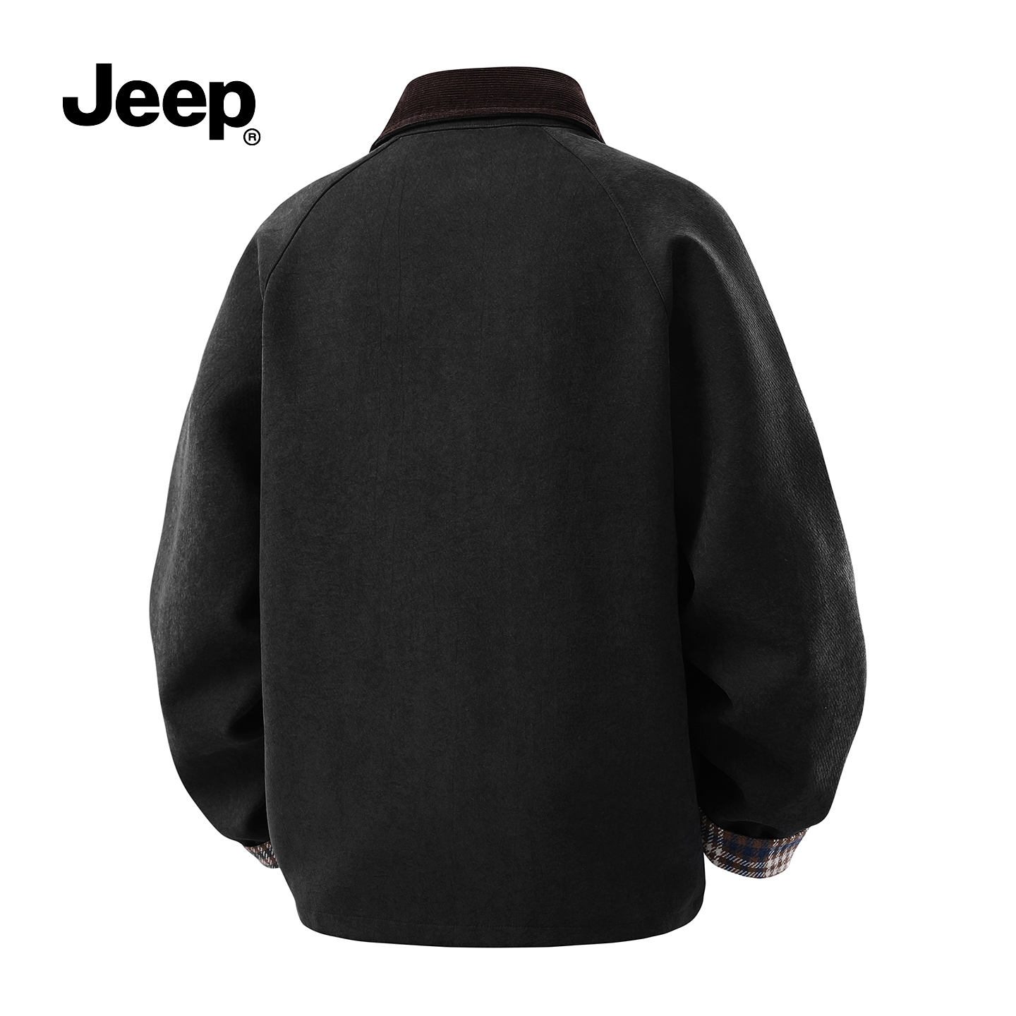 Jeep吉普美式复古夹克男2025秋季新款格子拼接宽松高级感上衣外套 - 图1