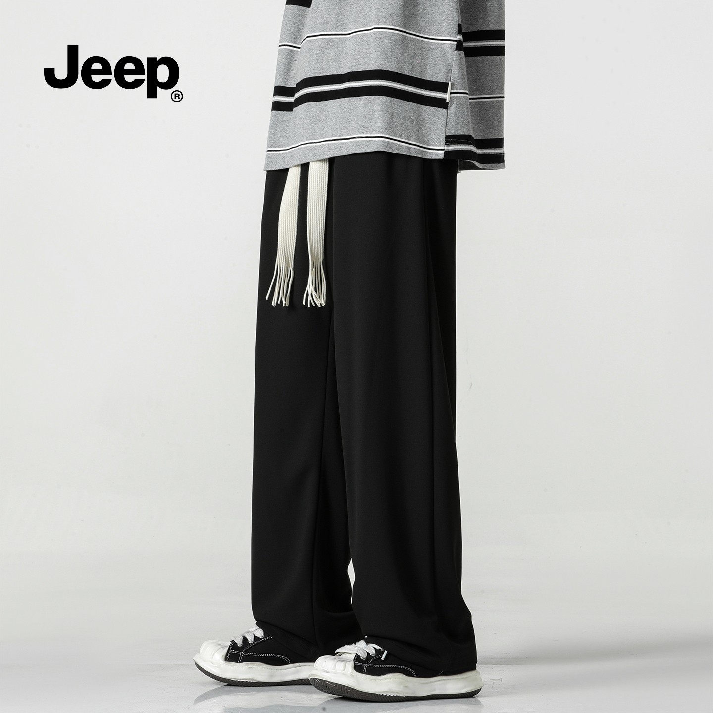 JEEP吉普潮牌针织运动卫裤男春秋2026新款直筒阔腿宽松休闲长裤子,淘宝优惠券,粉丝福利购,淘宝优惠卷